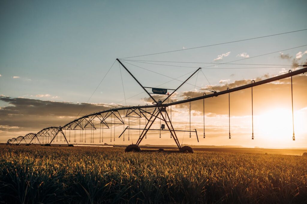 An irrigation system in the middle of a field